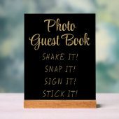 シンプル黒金ゴールドモダン可愛いフォトゲストブックサイン アクリルサイン (ニュートラル)