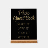 シンプル黒金ゴールドモダン可愛いフォトゲストブックサイン アクリルサイン (正面)