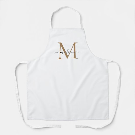 シンプル黒金ゴールドモノグラムエレガントスフェミニンクリプト エプロン (正面)