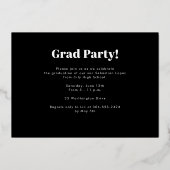 シンプル黒金ゴールド写真卒業パーティー 箔招待状 (裏面)