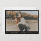 シンプル黒金ゴールド最高のPhoto Day Ever 結婚's サンキューカード (正面)