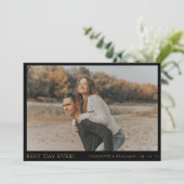 シンプル黒金ゴールド最高のPhoto Day Ever 結婚's サンキューカード (スタンド正面)