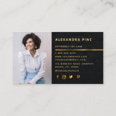 シンプル黒金ゴールド線企業の写真事業 名刺 (裏面)