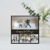 シンプル黒金ゴールド4 Photo Collage Happy シーズンカード (スタンド正面)