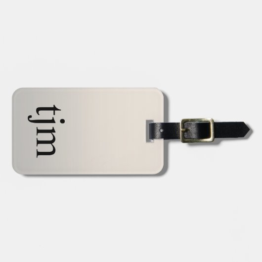 シンプル黒銀モノグフェイクラム ラゲッジタグ (正面横)