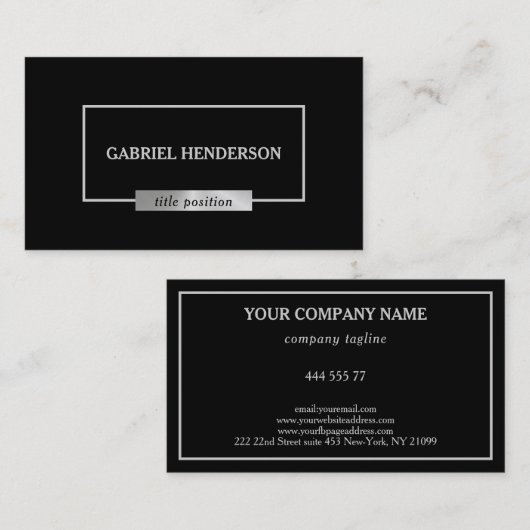 シンプル黒銀組み合わせ名刺 名刺 (正面/裏面)