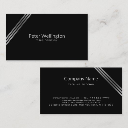 シンプル黒銀 名刺 (正面/裏面)