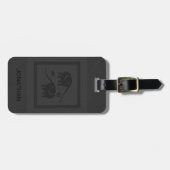 シンプル黒革と象 ラゲッジタグ (正面横)