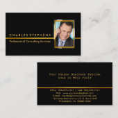 シンプル黒 |金ゴールドプロフェッショナルコンサルティング写真 名刺 (正面/裏面)