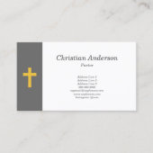 シンプル黒、金ゴールド・クロス牧師付き 名刺 (正面)