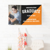 シンプル1フォトブラックオレンジ2022卒業 横断幕 (インサイチュ)