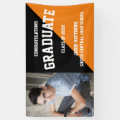 シンプル1フォトブラックオレンジ2022卒業 横断幕 (縦)