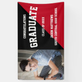 シンプル1フォトブラックレッド2022卒業バナー 横断幕 (縦)