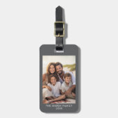 シンプル1写真テンプレート – グレイ縁どと文字 ラゲッジタグ (正面縦)