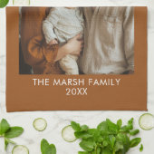 シンプル1写真テンプレート – 暖色縁ど-文字 キッチンタオル (折り畳み)