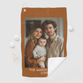 シンプル1写真テンプレート – 暖色縁ど-文字 ゴルフタオル (インサイチュ)