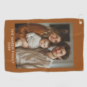 シンプル1写真テンプレート – 暖色縁ど-文字 ゴルフタオル (横)