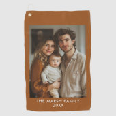 シンプル1写真テンプレート – 暖色縁ど-文字 ゴルフタオル (正面)