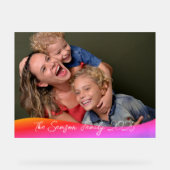 シンプル1写真フルカバレッジ – スクリプト文字オーバーレイ アクリルサイン (正面)