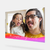 シンプル1写真フルカバレッジ – スクリプト文字オーバーレイ アクリルサイン (傾斜)