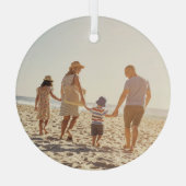 シンプル1枚のクリスマスフォトラウンド ガラスオーナメント (裏面)