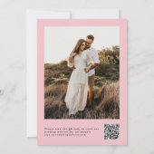 シンプル1枚の写真を保存QR赤面ピンク牡丹 セーブザデート (裏面)