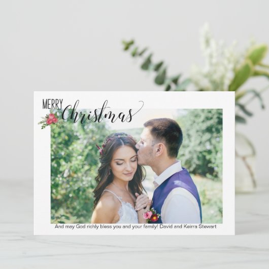 シンプル1枚の大きな横向き写真クリスマスカード カード (スタンド正面)