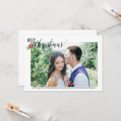 シンプル1枚の大きな横向き写真クリスマスカード カード (正面/裏面インサイチュ)