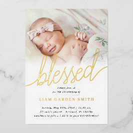 シンプル1枚賛美のバプテスマ金ゴールド 箔招待状