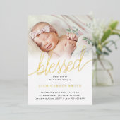 シンプル1枚賛美のバプテスマ金ゴールド 箔招待状 (立ち正面)