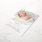 シンプル1枚賛美のバプテスマ金ゴールド 箔招待状 (回転した状態)