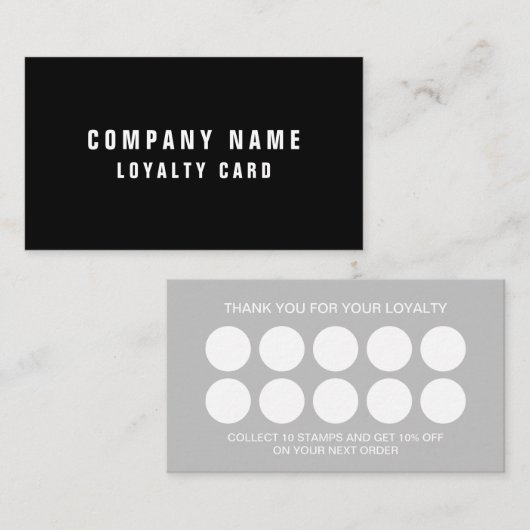 シンプル10スタンプロイヤリティ名刺テンプレート 名刺 (正面/裏面)
