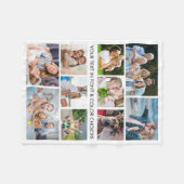 シンプル10フォトコラージュパーソナライズされたカスタムカラー フリースブランケット (正面(横))