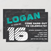 シンプル10代のモダン誕生日招待状 招待状 (正面/裏面)