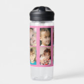 シンプル10枚のフォトコラージュのピンク色を追加 ウォーターボトル (正面)