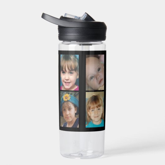 シンプル10枚のフォトコラージュ黒を追加 ウォーターボトル (右面)