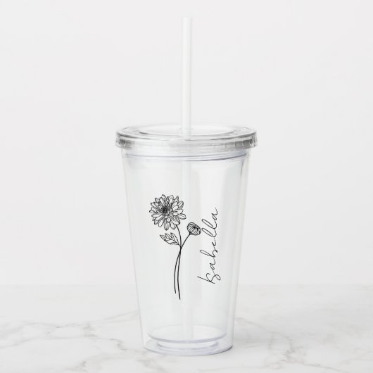 シンプル11エレガント月誕生花台本の名前 アクリルタンブラー (正面)