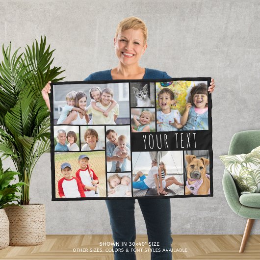 シンプル11フォトコラージュカスタムの色 フリースブランケット