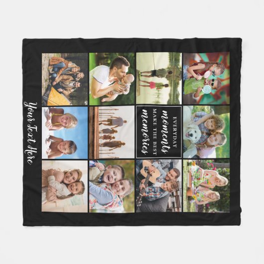 シンプル11フォトコラージュ記憶引用文Your Colo フリースブランケット (正面(横))