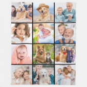 シンプル12写真カスタムファミリーフレンズコラージュ フリースブランケット (正面)