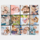 シンプル12写真カスタムファミリーフレンズコラージュ フリースブランケット (正面(横))