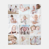 シンプル12枚のフォトコラージュを作成 フリースブランケット (正面)