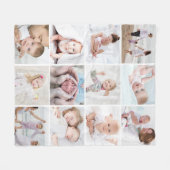 シンプル12枚のフォトコラージュを作成 フリースブランケット (正面(横))