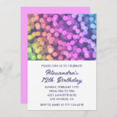 シンプル12歳の誕生日招待状紙吹雪レインボー 招待状 (正面/裏面)