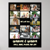 シンプル14フォトコラージュおばあちゃんグランパ ポスター (正面)