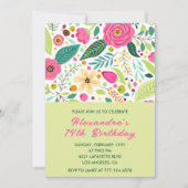シンプル14歳の誕生日招待状フローラカラフル 招待状 (正面)