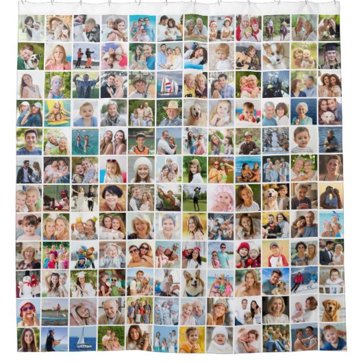 シンプル144平方フォトコラージュ シャワーカーテン (正面)