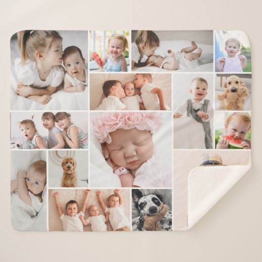 シンプル15モダンフォトコラージュシェルパブランケット(M) シェルパブランケット (正面(横))