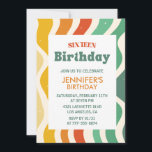 シンプル16歳の誕生日招待状レトロ波打 招待状<br><div class="desc">シンプル16歳の誕生日招待状レトロ波波状波状波状</div>