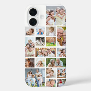 シンプル18フォトコラージュ写真カスタムカラーホワイト iPhone 16ケース